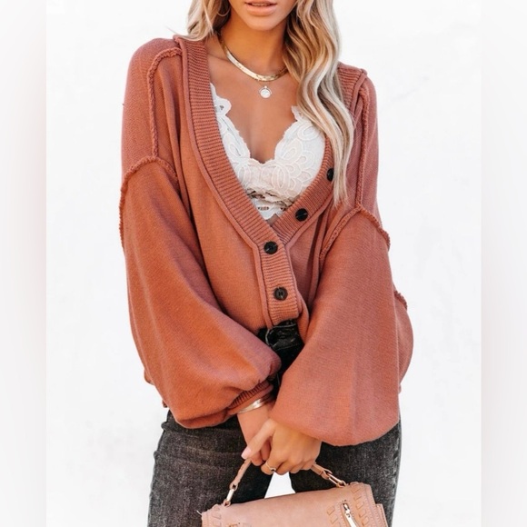 VICI COLLECTION FAVOR BUTTON FRONT CARDIGAN - Picture 5 of 8